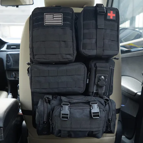 Bolsa Organizador Universal Táctica para Respaldo de Asiento de Coche, Panel Organizador Táctico Molle para Vehículo, Accesorios de Equipo con 5