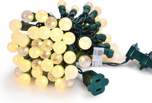 Vista 11 de Luces de Navidad Roja, Blanca y Verde G15 70 LED Luz de Globo Cadena de Luces Enchufable para Decoración de Navidad Cadena de Luces al Aire Libre