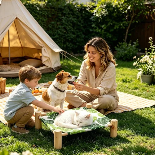 Vista 3 de Dog Hammock - Cat Hammock Bed Wooden Elevated Dog Bed, Stable Removable Sleeping Cot, Quick to Install Pet Cot for Home Living Room Apartment Dorm