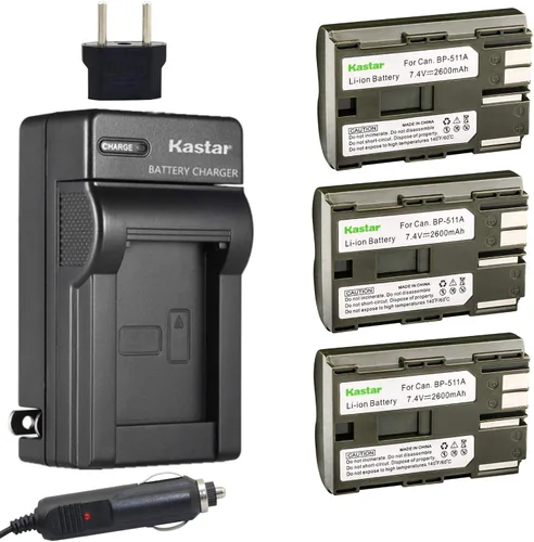 Vista 5 de Kastar Cargador de viaje para BP-511, BP-511A, BP511, BP511A y EOS 5D, 10D, 20D, 30D, 40D, 50D, Digital Rebel 1D, D60, 300D, D30, Kiss Powershot G5