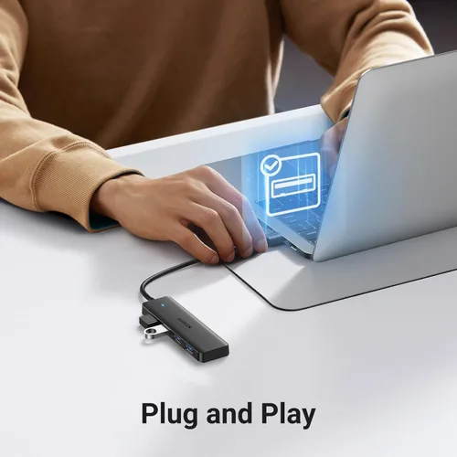 Vista 4 de UGREEN Hub USB 3.0, divisor de 4 puertos USB A ultradelgado expande USB para mouse, teclado, unidad flash, disco U, impresora compatible