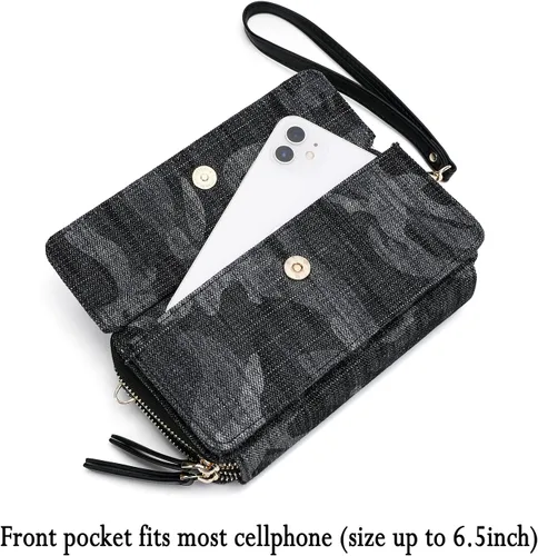 Vista 3 de Lanyani Cartera cruzada RFID con bolsillo para teléfono para mujer, cuero vegano