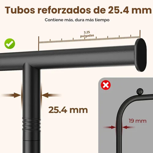 Vista 6 de HYSEYY Perchero de Ropa, Perchero de Ropa para Colgar Ropa, Perchero Rodante Resistente Perchero de Abrigos Portátil Perchero de Armario de Metal