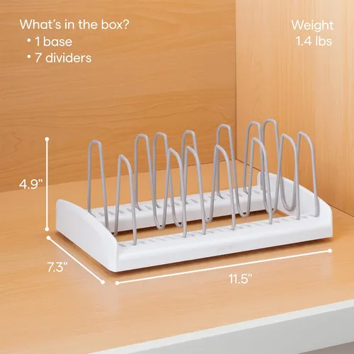 Vista 4 de YouCopia StoreMore Organizador ajustable para tapas de ollas, estándar, blanco