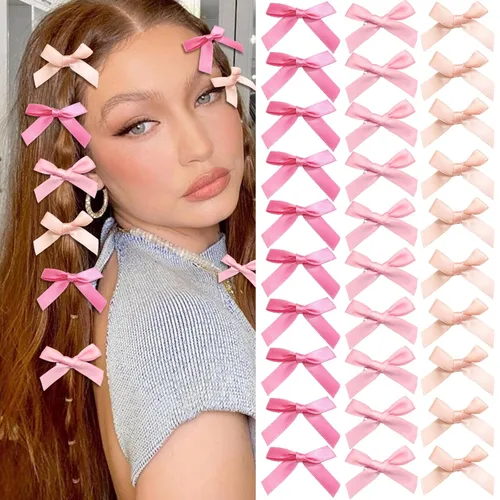 Vista 26 de 20 piezas de lazos negros para el cabello con cinta, clips tipo cocodrilo para el cabello, pasadores para el cabello para adolescentes, pinzas