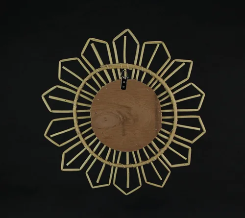 Vista 4 de Espejo de pared de diseño geométrico enmarcado mimbre de sauce natural de 17 pulgadas de diámetro