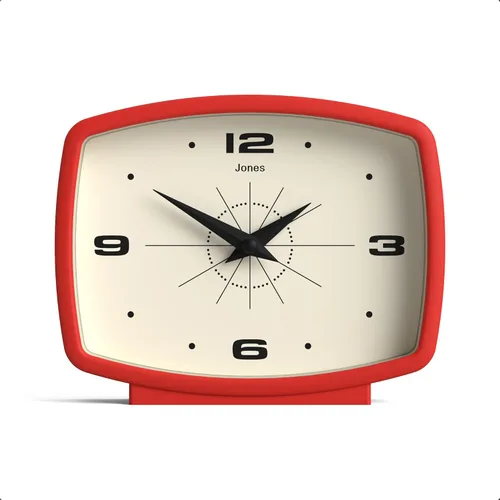 Vista 11 de JONES CLOCKS® Reloj de escritorio de película Diseño rectangular retro Naranja Diseño retro, mezcla estilo de mediados de siglo con un acabado