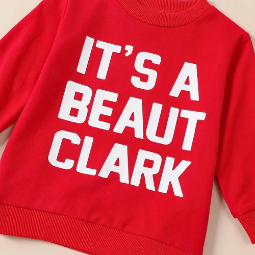 Vista 2 de Ropa para el día de San Valentín para bebé, sudadera de manga larga con letras, pantalones deportivos elásticos para otoño e invierno