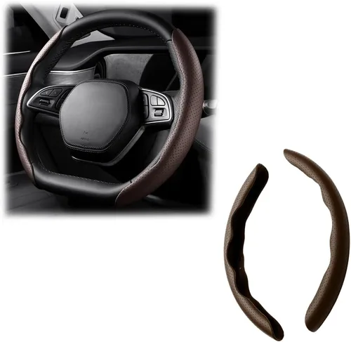 Vista 30 de LoyaForba Funda universal para volante de automóvil, protector universal de cuero segmentado de 15 pulgadas, antideslizante y suave, transpirable