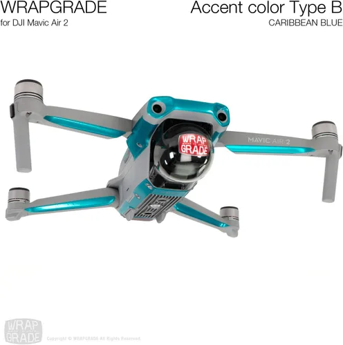 Vista 2 de Wrapgrade Funda compatible con DJI Mavic Air 2 Accent Color B (azul caribeño)