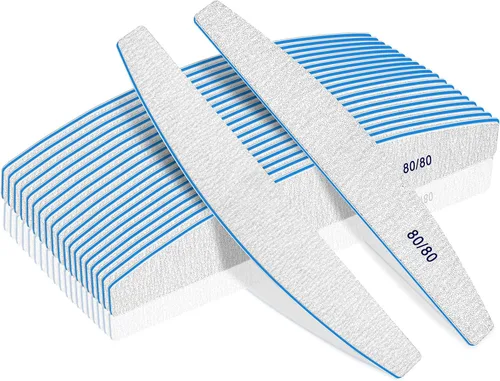 Vista 13 de BLESWIN Lima de uñas de grano 100/100, 25 piezas profesional de doble cara, herramienta gruesa reutilizable y lavable para uñas acrílicas y de gel