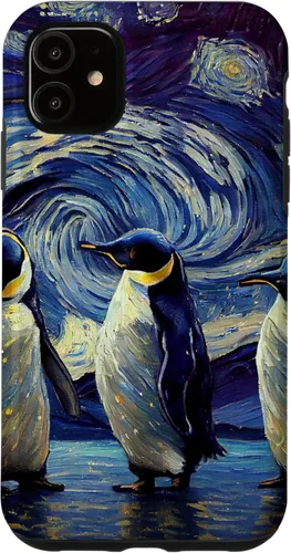 Vista 8 de Starry Night Famous Painting Style Penguins Case para iPhone 17