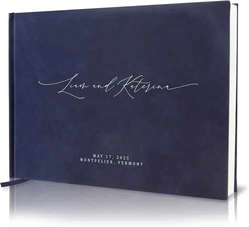 Vista 16 de MUUJEE Libro de visitas personalizado con brillo bronce - Libro de invitados moderno personalizado de alta calidad para recepción de boda, fiesta