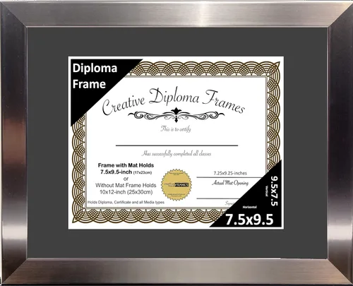 Vista 53 de Creative Picture Frames Carnegie - Marco de diploma de acero inoxidable con acabado de acero inoxidable de 6 x 8 pulgadas con caballete de vidrio