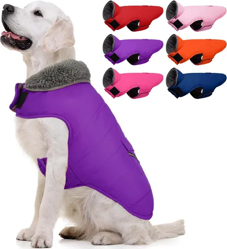 Vista 8 de MIGOHI - Abrigo de invierno cálido para perros - Chaqueta de invierno para perro, chaleco reflectante con forro polar, resistente al viento