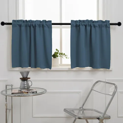 Vista 39 de Pickluc Cortinas de Cocina Café de 36 Pulgadas de Largo 2 Paneles, Cortinas de Nivel Opacas con Bolsillo para Barra, Cortina Corta Opaca
