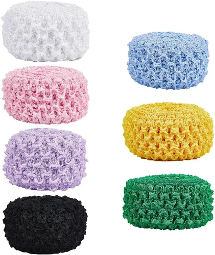 GORGECRAFT Diadema elástica de ganchillo de 15 yardas de 7 colores, 1.5 pulgadas de ancho, colorido ganchillo, cinta para el cabello, verde,