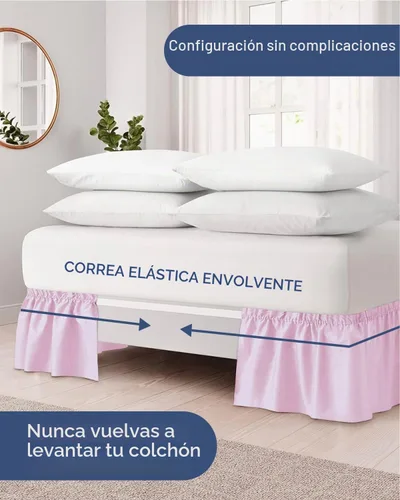 Vista 2 de CGK Falda de cama envolvente – dormitorio universitario – 24 pulgadas 32 - rosa claro