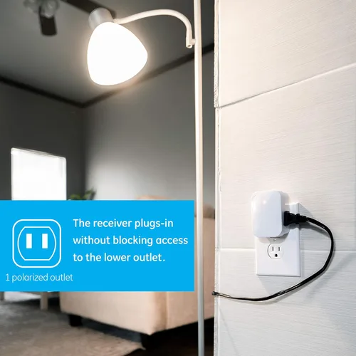 Vista 6 de MySelectSmart Remote GE Wireless Control Switch, On/Off, 1 Outlet, 150 ft. Range from Plug-in Receiver, Ideal for Lamps & Indoor Lighting, No Wiring
