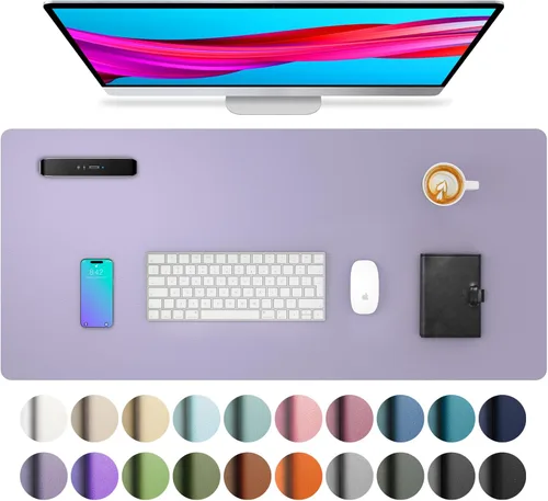 Vista 181 de Aothia - Protector de escritorio de cuero sintético, base para mouse y cubierta antideslizante, superficie impermeable para laptop y escritura