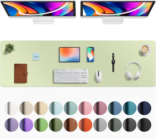 Vista 140 de Aothia - Protector de escritorio de cuero sintético, base para mouse y cubierta antideslizante, superficie impermeable para laptop y escritura
