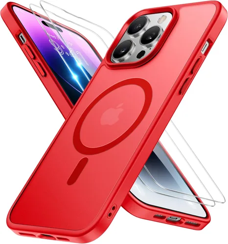 Vista 127 de Miracase - Funda magnética para iPhone 13 de 6.1 pulgadas (compatible con MagSafe) (con 2 protectores de pantalla), protección de grado militar