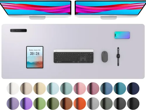 Vista 26 de Aothia - Protector de escritorio de cuero sintético, base para mouse y cubierta antideslizante, superficie impermeable para laptop y escritura