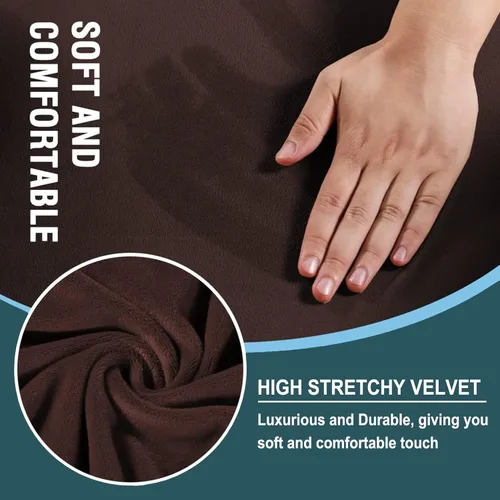 Vista 5 de OOCCO Funda para sofá con cojines en forma de T, funda de terciopelo para sillón, protector de muebles, fundas elásticas para sofá con cojines