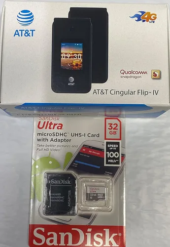 CINGULAR FLIP 4 SMARTFLIP IV U102AA 4G teléfono para AT&T - Completo con tarjeta SIM de AT&T y paquete de 8 paquetes de memoria SIMBROS - Nueva