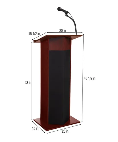 Vista 4 de OEF Furnishings CoreSound Pro Series - Atril de sonido de pie (sin micrófono, alimentación de CA, acabado de caoba)