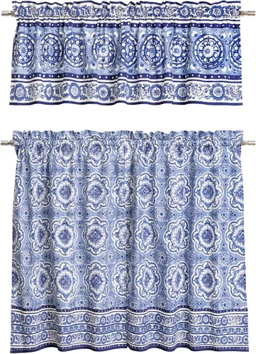 Vista 77 de Juego de cortinas de cocina Maison d' Hermine para ventanas 100% algodón Juego de cortinas y cenefas de cocina para el hogar [2 niveles