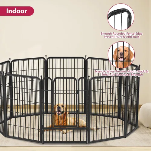 Vista 4 de Corralito para perros de 32" de altura, 20 paneles de valla portátil para mascotas al aire libre, para patio, interior, corral para perros