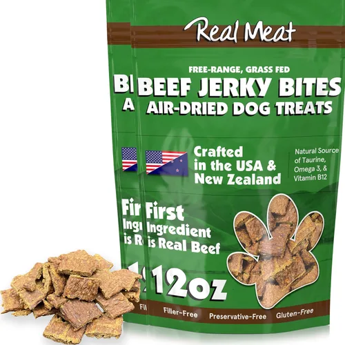 Vista 27 de Golosinas de carne real para perros - Bolsa de 12oz de tiras de carne de res aire-secas para perros de tamaño bocado - Golosinas de carne