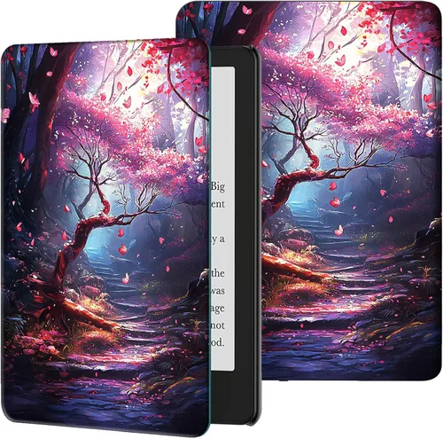 Funda para Kindle Paperwhite de 7 pulgadas (12ª generación, 2024) y Kindle Colorsoft Signature Edition A Art Forest delgada y ligera de piel