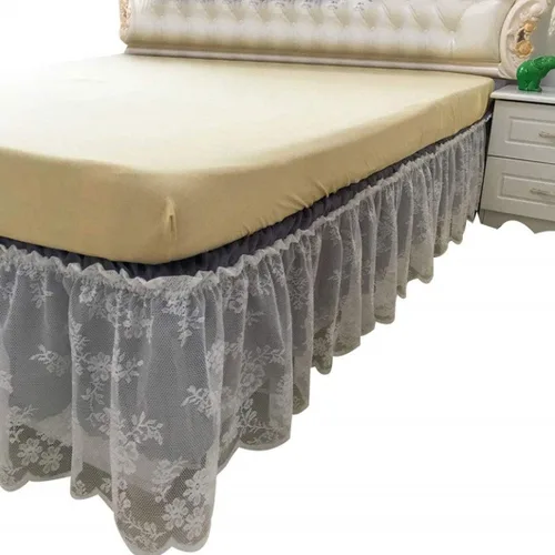 Vista 7 de Falda de cama de encaje envolvente Falda de cama con volantes Cubierta de polvo Funda de cama con volantes