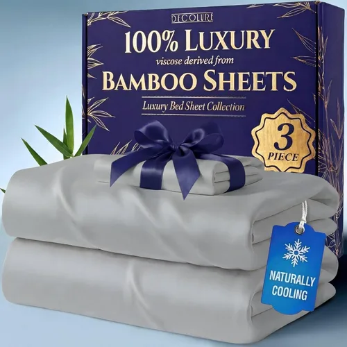 Vista 26 de DECOLURE Sábanas 100% Viscosa Derivada de Bambú Tamaño Individual - Sábanas de Lujo de 3 Piezas Naturalmente Refrescantes, Juego de Cama Ultra Suave