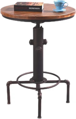 Vista 7 de Topower Mesa de bar industrial de 31.5-41.3 pulgadas, mesa de pub ajustable para cocina, comedor, mesa de café bistró (bronce)
