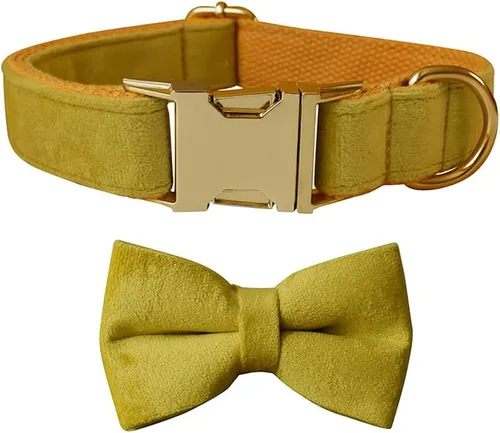 Vista 17 de Love Dream Collar de perro Bowtie de terciopelo, con hebilla de metal desmontable, suave, cómodo, ajustable, para perros pequeños, medianos