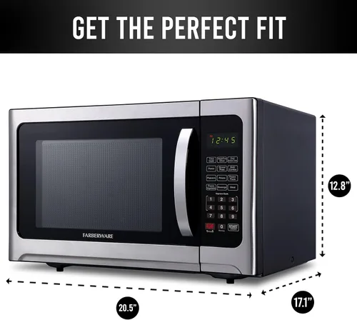 Vista 4 de Farberware Microondas para encimera de 1100 vatios, 1.2 pies cúbicos - Horno microondas con iluminación LED y mini refrigerador RCA RFR322