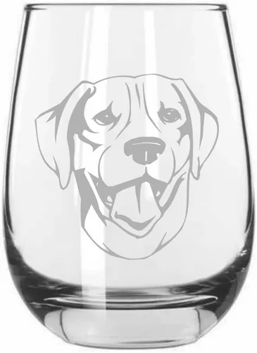 Vista 89 de Shar Pei (chino) - Vaso de vino sin tallo grabado para perro, 15.25 onzas