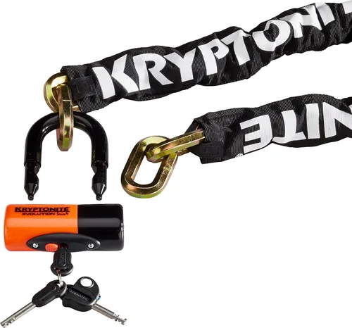 Vista 3 de Kryptonite New York 1210 - Candado de cadena para bicicleta, 3.25 pies de largo, resistente, antirrobo, vendido, seguro, dorado, con bloqueo