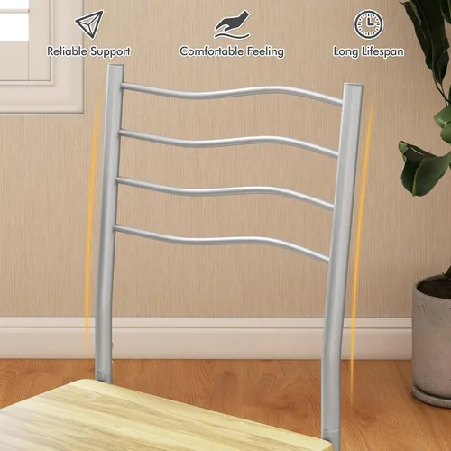 Vista 7 de Giantex Juego de mesa de comedor de 47 pulgadas para 4, mesa de cocina rectangular con 4 sillas de comedor, marco de metal, juego de comedor de 5