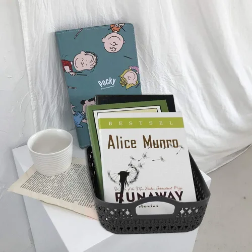 Vista 5 de 6-Pack Gray Small Plastic Storage Baskets Tray with Handle, Plastic Organizing Baskets