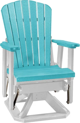 Vista 6 de DutchCrafters Slat Fan Back Poly Adirondack Swivel Glider Outdoor Patio Chair (Black)