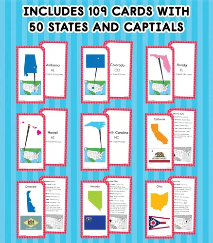 Vista 3 de Tarjetas de estados y capitales de los Estados Unidos, publicación de Carson Dellosa