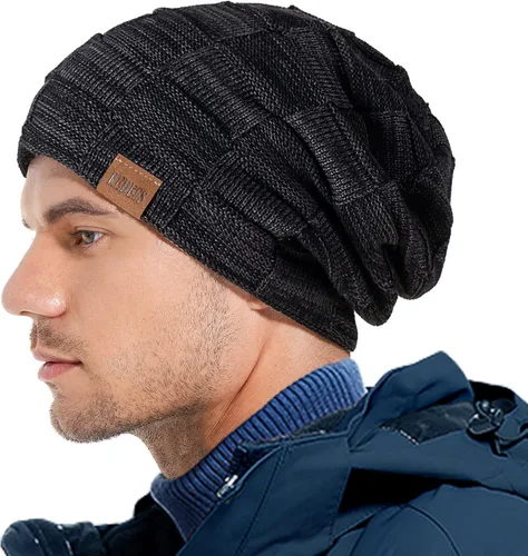 Vista 5 de REDESS Gorro para hombre y mujer, gorro de invierno cálido, gorro de punto holgado grueso