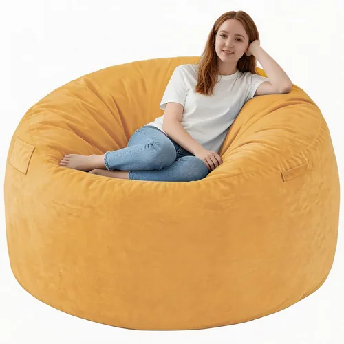 Vista 85 de Silla de Puf de 3 Pies, Sillas de Puf Cómodas con Relleno de Espuma Viscoelástica, Sofá de Puf Esponjoso con Funda de Terciopelo Holandés, Sillas