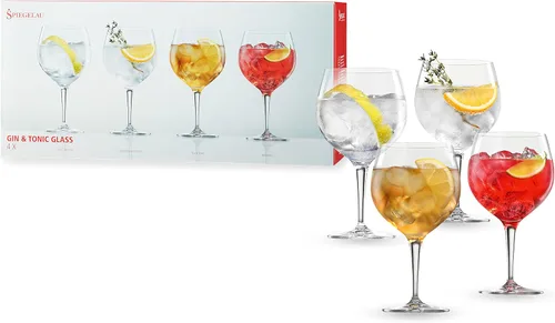 Spiegelau Juego de 4 vasos de ginebra y tónico, vasos de cóctel con globo de cristal para bebidas de ginebra, spritzers y cócteles sin alcohol,