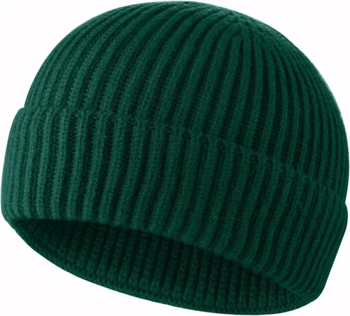 Vista 70 de ROYBENS Swag Wool Knit Cuff Short Fisherman Beanie for Men Women Winter Hat 1gris