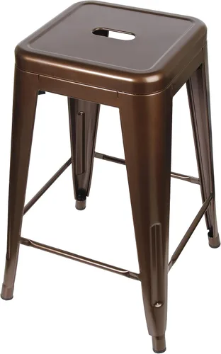 Vista 240 de GIA Taburete de mostrador sin respaldo de 24 pulgadas, cantidad de 4, bronce con asiento de madera clara